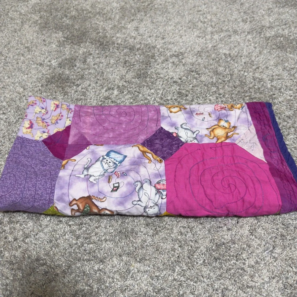 Denton Quilt‎ Guild  Cat Lady Cotton Patchwork Purple Cat Print Makeup Purses